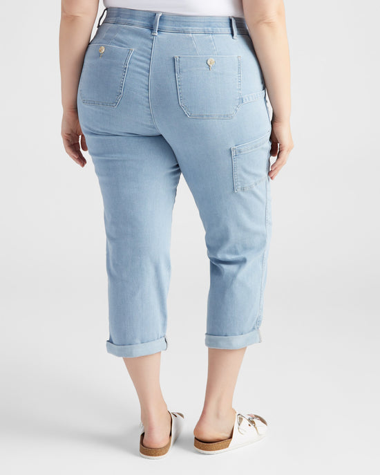 Light Blue Denim $|& Democracy Absolution High Rise Cuffed Straight Leg Jeans - SOF Back