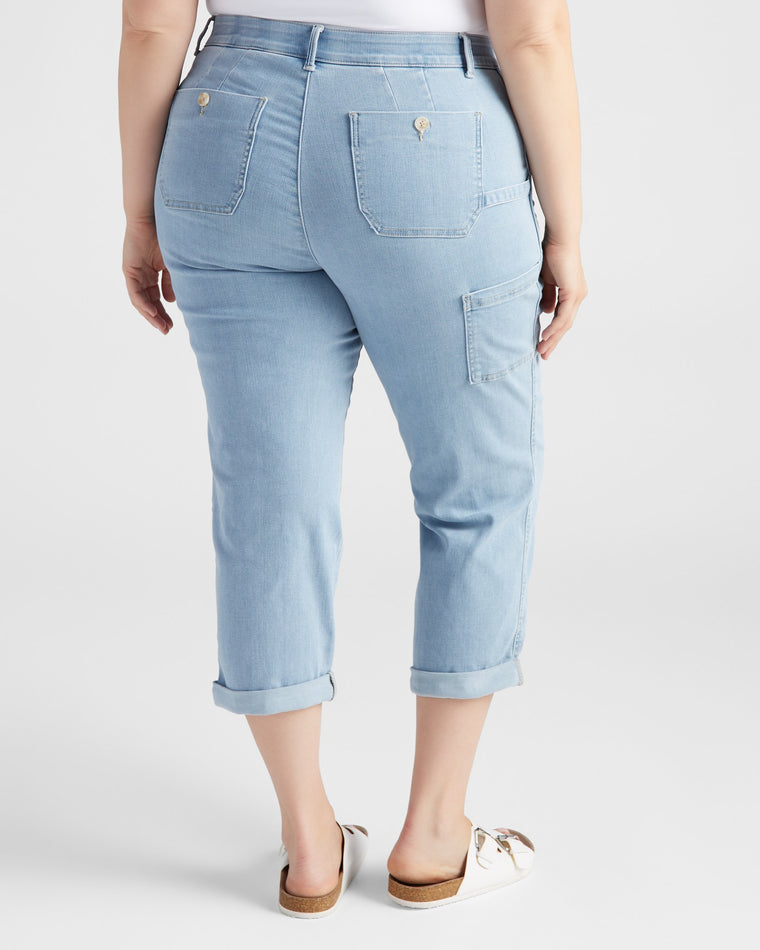 Light Blue Denim $|& Democracy Absolution High Rise Cuffed Straight Leg Jeans - SOF Back