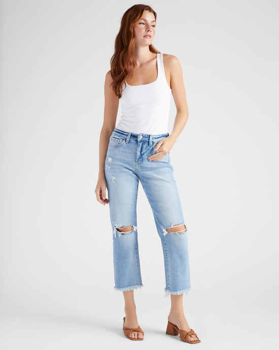 Torne River Blue $|& Vervet Mid Rise Cropped Straight Leg Jeans - SOF Full Front
