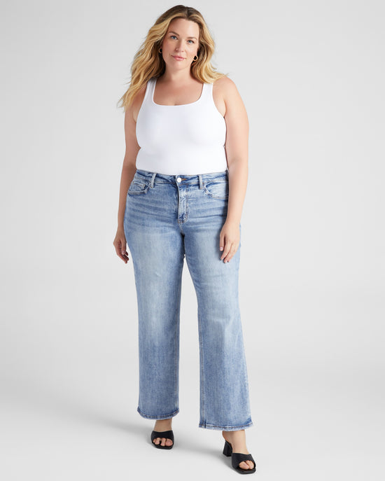 Undisputable Blue $|& Lovervet Slim Wide Leg Jeans - SOF Full Front