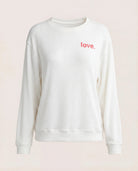 Cream $|& SEAS Shoreline Hacci "Love" Graphic Pullover - Hanger Detail