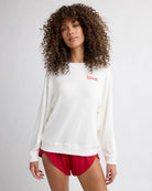 Cream $|& SEAS Shoreline Hacci "Love" Graphic Pullover - SOF Front