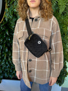 Black $|& wantable Velvet Belt Bag - Hanger Detail