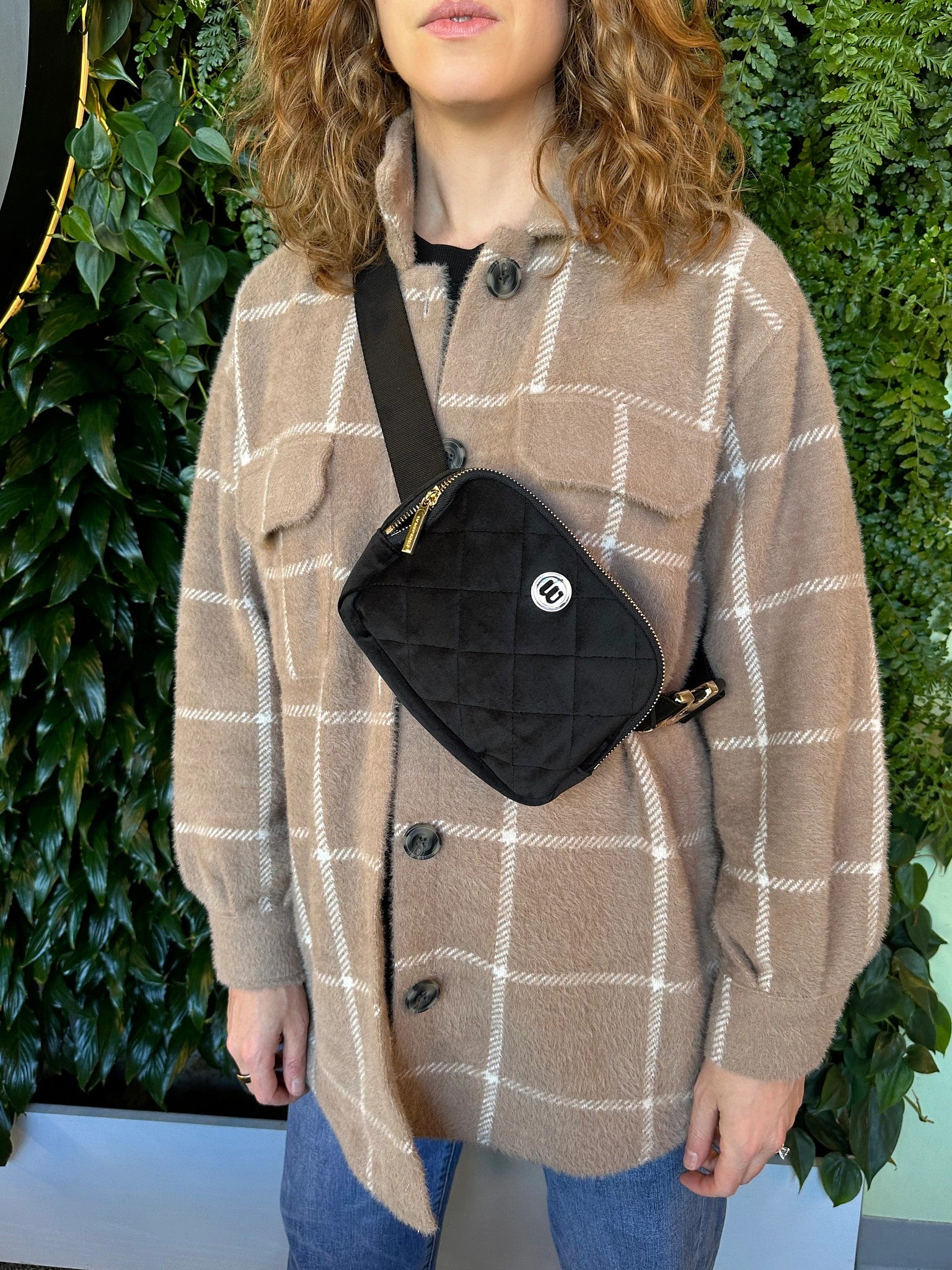 Black $|& wantable Velvet Belt Bag - Hanger Detail