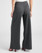 Black/Charcoal Herringbone $|& Max Studio High Waist Front Seam Wide Leg Ponte Pant - SOF Back