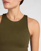 Olive $|& Interval ReCharge Longline Yoga Tank - SOF Detail