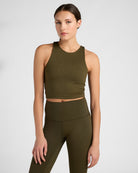 Olive $|& Interval ReCharge Longline Yoga Tank - SOF Front