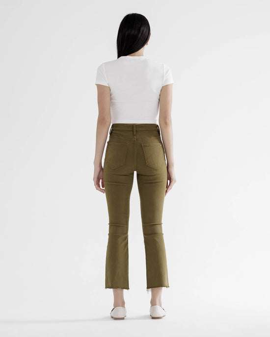 Moss Olive $|& Mica Denim High Rise Cropped Straight Leg Jeans - VOF Back