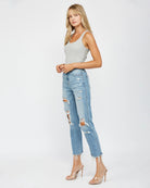 Lunaria $|& Mica Denim High Rise Straight Leg Jeans - VOF Side
