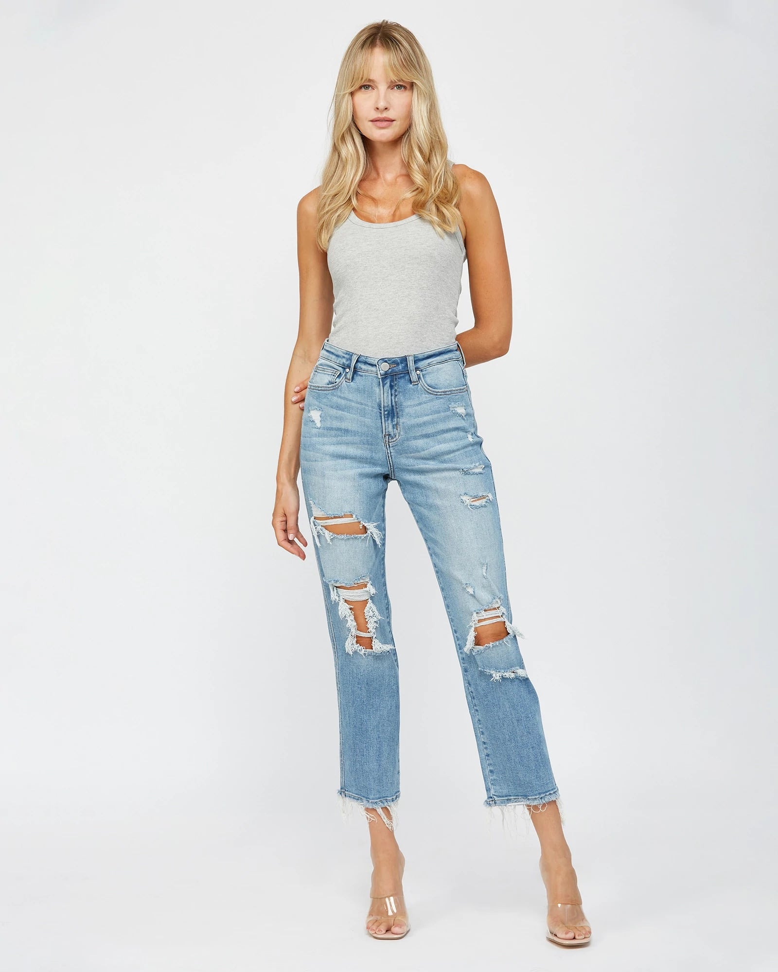 Lunaria $|& Mica Denim High Rise Straight Leg Jeans - VOF Front