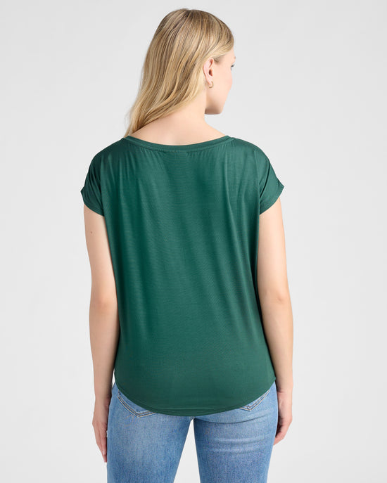 Hunter Green $|& 78&SUNNY Edgewater Off The Shoulder Tee - SOF Back