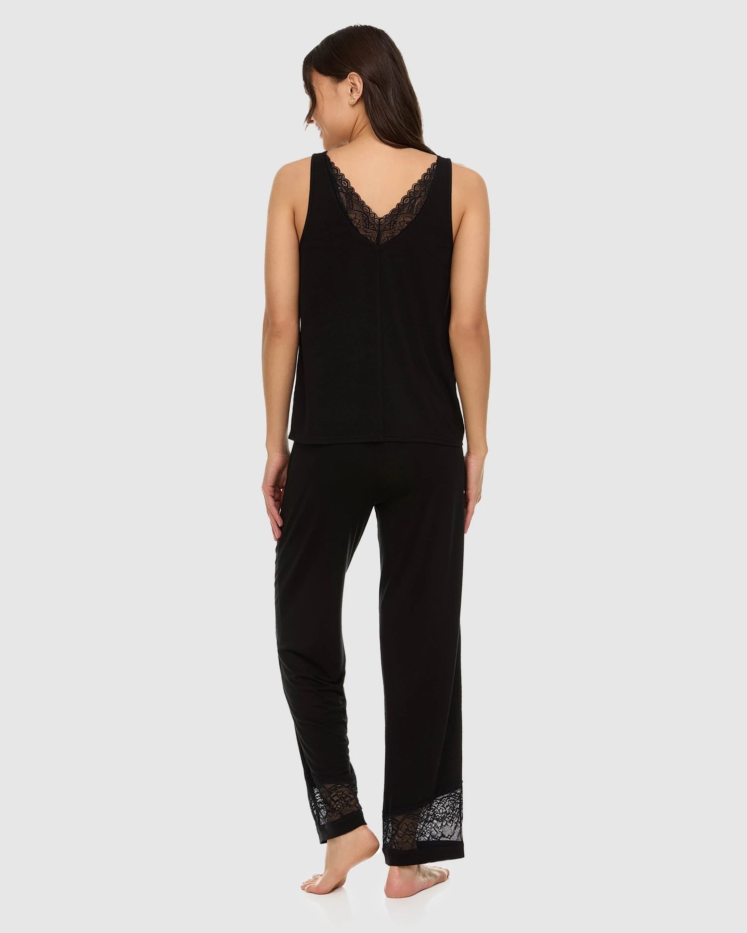 Black $|& Flora Nikrooz Franny Knit Tank Pant Set - VOF Back