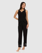 Black $|& Flora Nikrooz Franny Knit Tank Pant Set - VOF Front