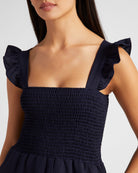 Navy $|& Gilli Flutter Sleeve Romper - SOF Detail