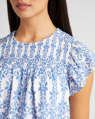 Blue $|& Skies Are Blue Printed Smocked Yoke Top - SOF Detail