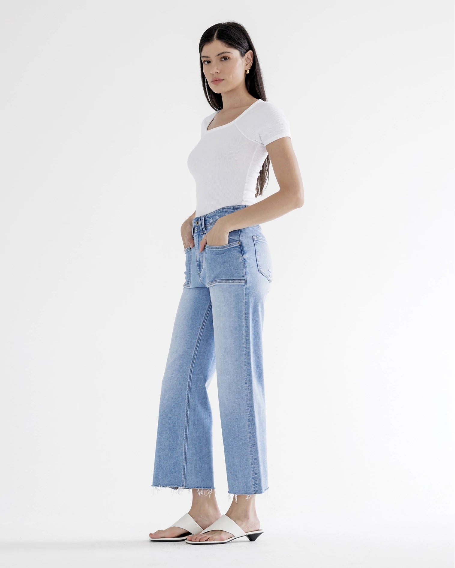 Traditional Royal Blue $|& Mica Denim Super High Rise Wide Leg Jeans - VOF Side