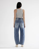 Dark Sapphire $|& Mica Denim Super High Rise Barrel Leg Jeans - VOF Back