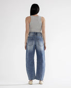 Dark Sapphire $|& Mica Denim Super High Rise Barrel Leg Jeans - VOF Back