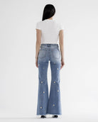 Sapphire Blue $|& Mica Denim Flare Leg Jeans With Star Embroidery - VOF Back