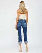 Zaley $|& Mica Denim Mid Rise Straight Leg Jeans With Cuff - VOF Back