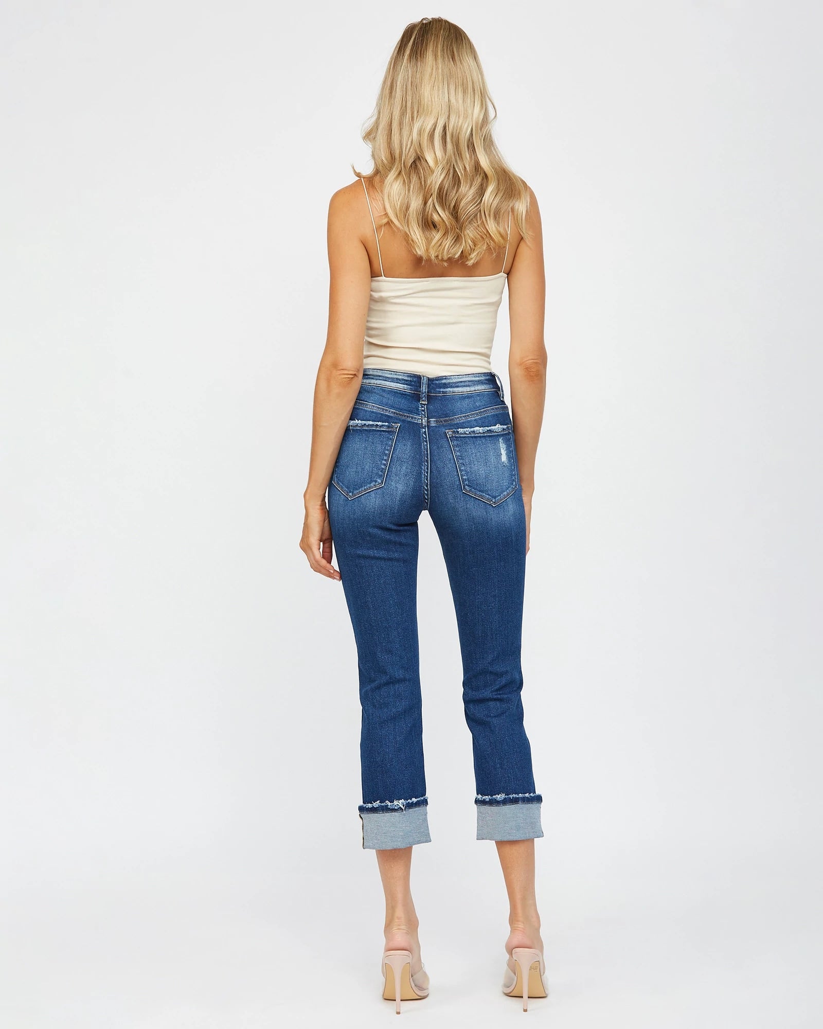 Zaley $|& Mica Denim Mid Rise Straight Leg Jeans With Cuff - VOF Back