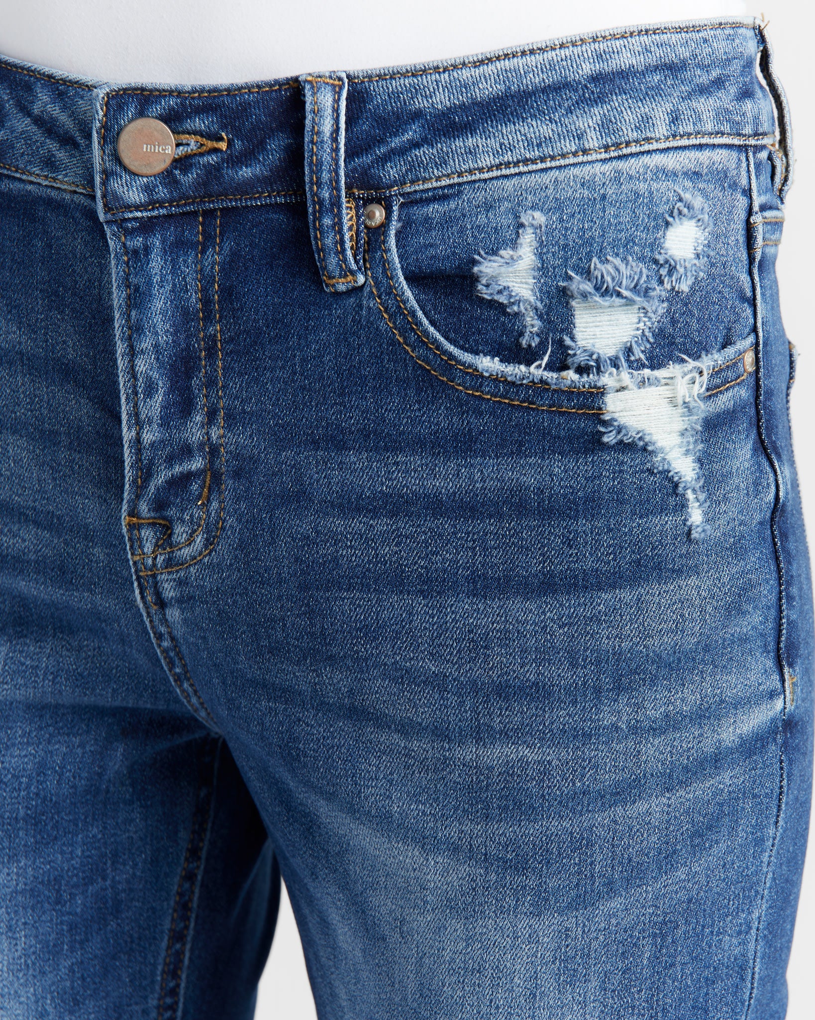 Zaley $|& Mica Denim Mid Rise Straight Leg Jeans With Cuff - SOF Detail