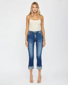 Zaley $|& Mica Denim Mid Rise Straight Leg Jeans With Cuff - VOF Front