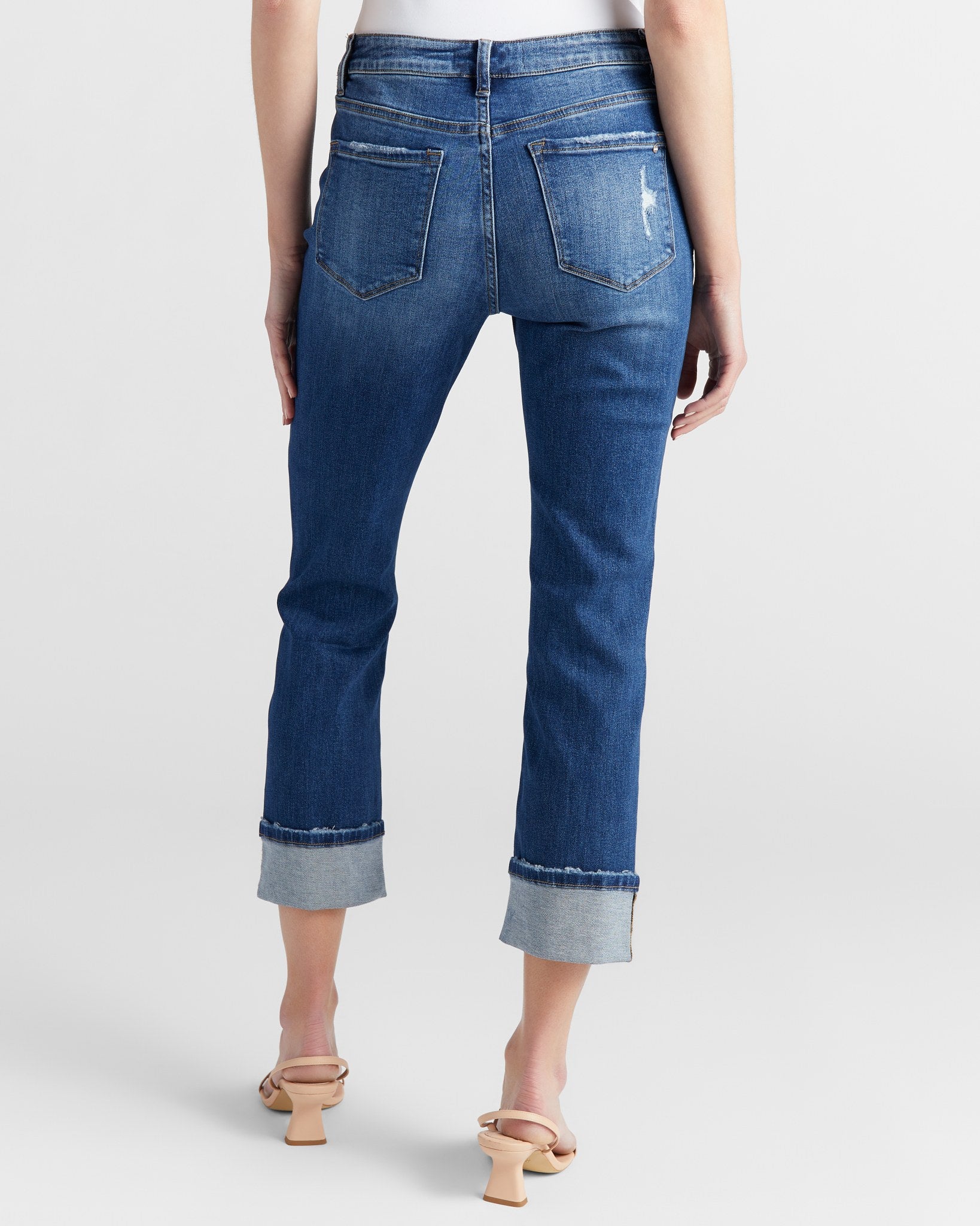Zaley $|& Mica Denim Mid Rise Straight Leg Jeans With Cuff - SOF Back
