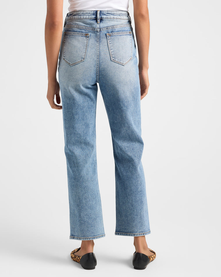 Medium Wash $|& Vigoss Mom Straight Leg Jeans - SOF Back
