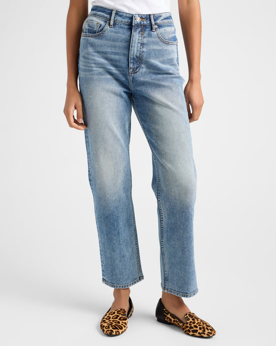 Medium Wash $|& Vigoss Mom Straight Leg Jeans - SOF Front