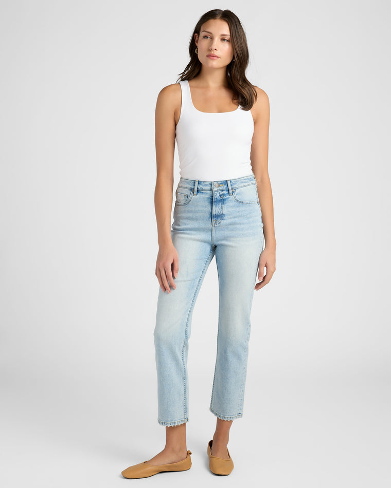 Light Wash Blue $|& Vigoss Mom Straight Leg Jeans - SOF Full Front