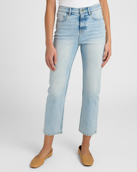 Light Wash Blue $|& Vigoss Mom Straight Leg Jeans - SOF Front