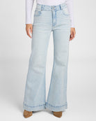Light Wash $|& Vigoss Double Button Flare Leg Jeans - SOF Front
