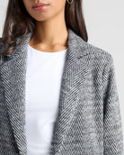 Black $|& Skies Are Blue Herringbone Long Knit Blazer - SOF Detail