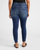 Dark Blue $|& Bayeas High Rise Button Fly Skinny Jeans - SOF Back