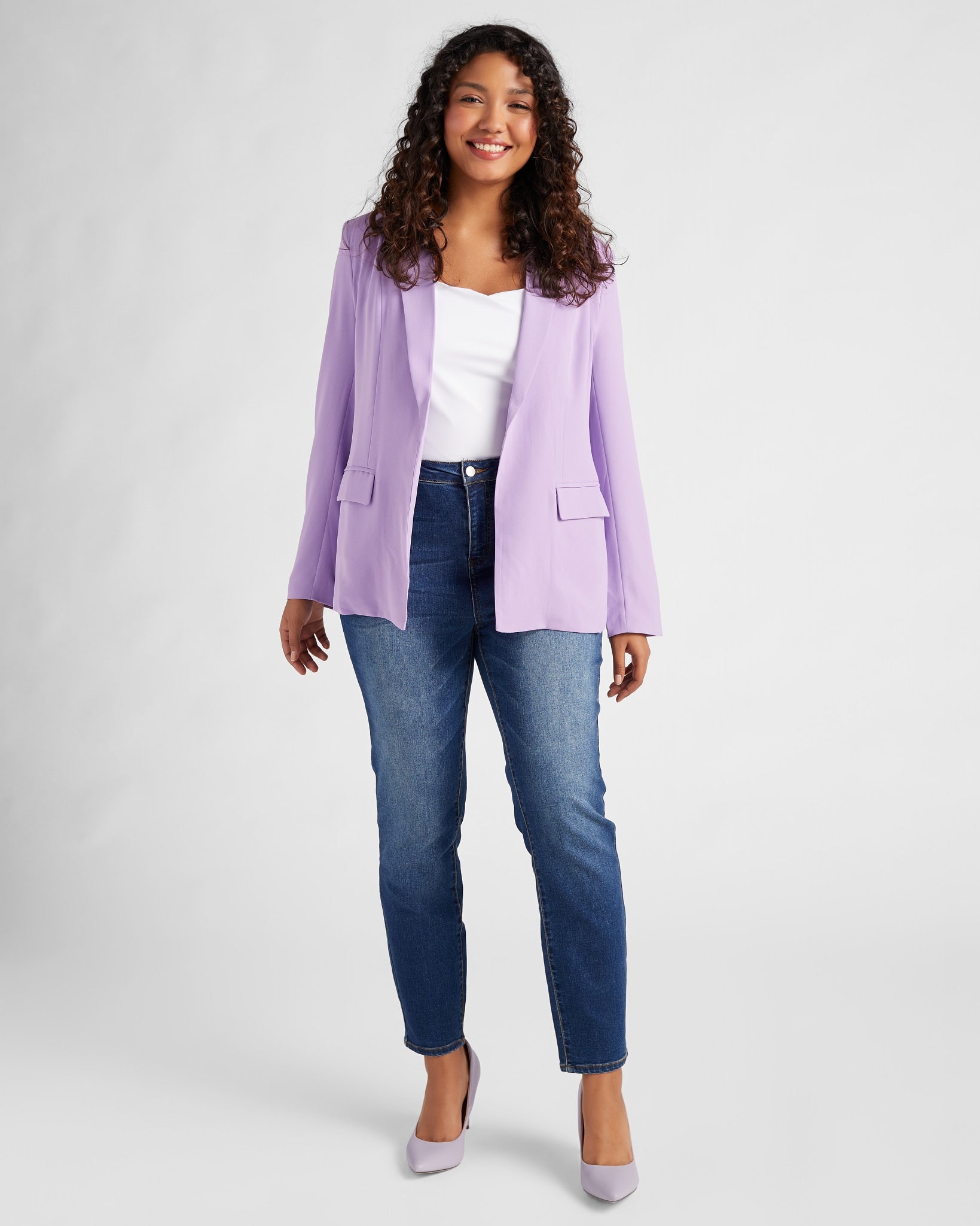 Digital Lavender $|& Skies Are Blue Boyfriend Blazer - SOF Full Front