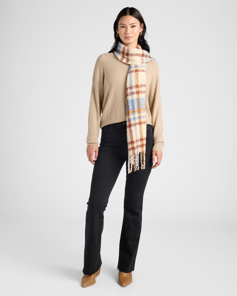 Beige $|& David & Young Plaid Scarf - SOF Full Front