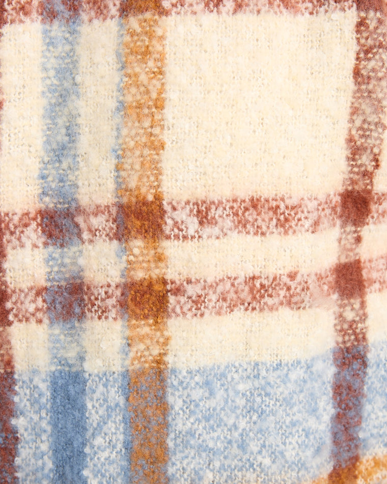 Beige $|& David & Young Plaid Scarf - SOF Detail