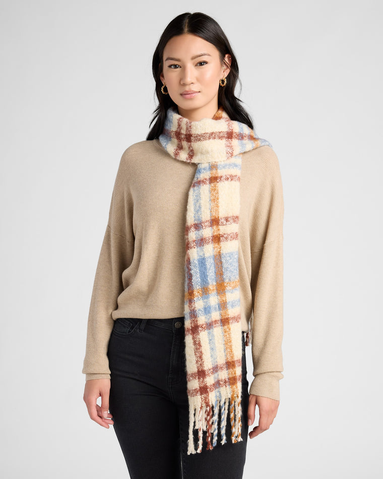 Beige $|& David & Young Plaid Scarf - SOF Front