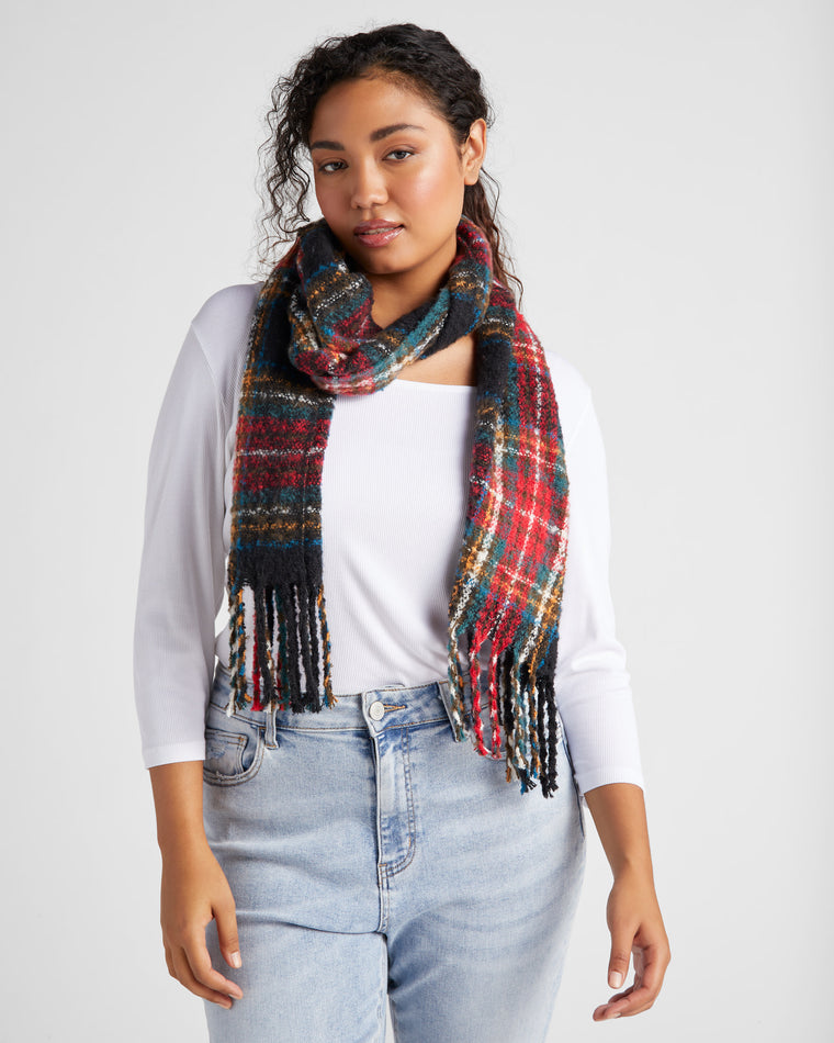 Black $|& David & Young Plaid Scarf - SOF Front