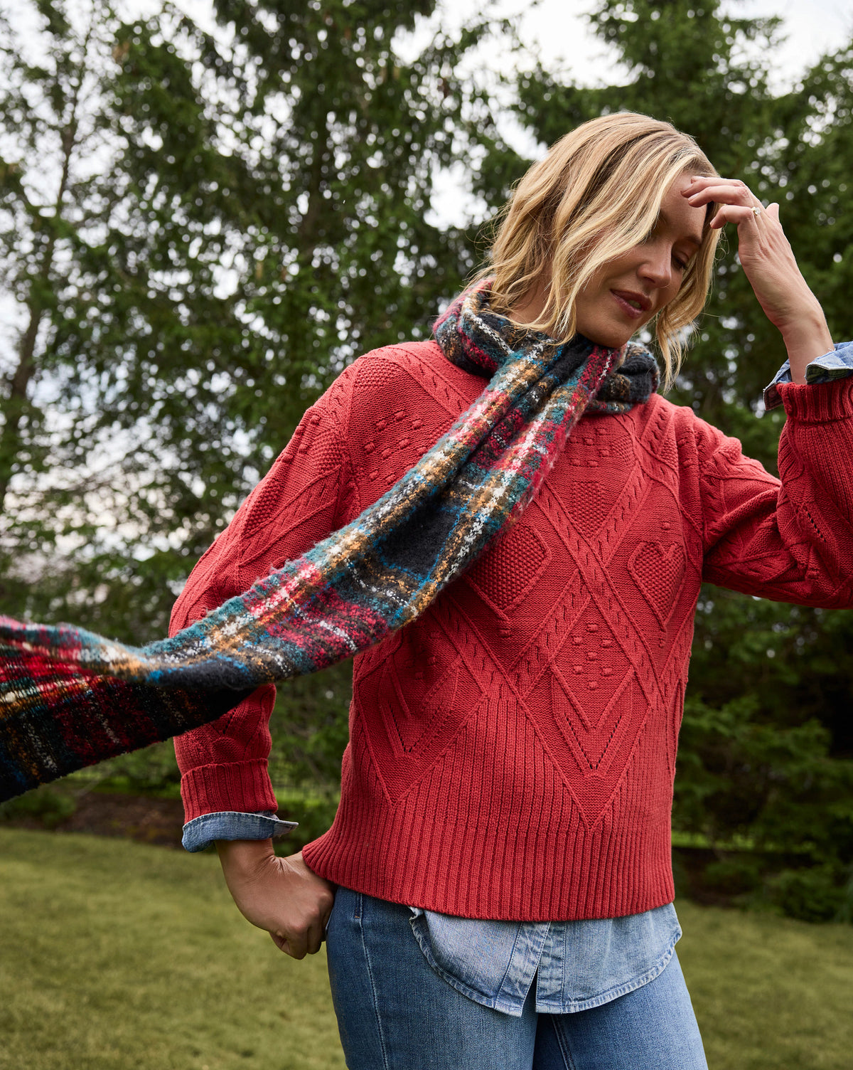 Black $|& David & Young Plaid Scarf - SOF Side