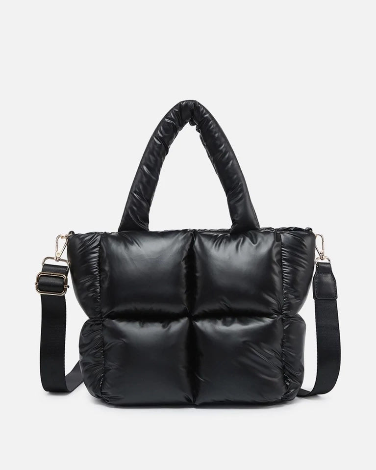 Black $|& Jen & Co. Brittany Puffer Tote - VOF Front