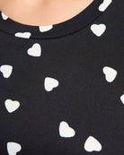 Black/Ivory Hearts $|& Bobeau Sleepwear Printed Butter Knit Long Sleeve Top & Pant - SOF Detail