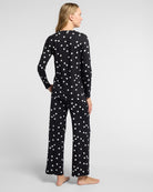 Black/Ivory Hearts $|& Bobeau Sleepwear Printed Butter Knit Long Sleeve Top & Pant - SOF Back