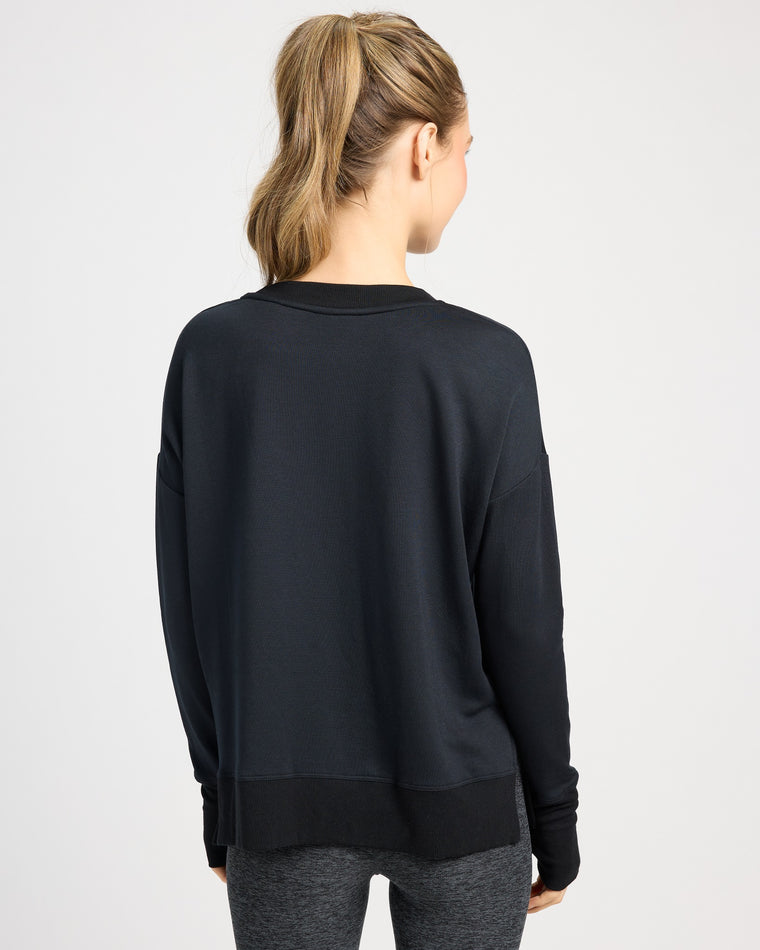 Black $|& Interval Flex Drop Shoulder Pullover - SOF Back