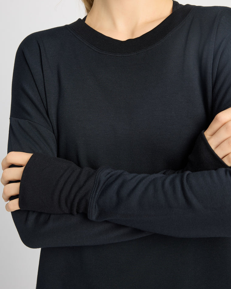 Black $|& Interval Flex Drop Shoulder Pullover - SOF Full Front