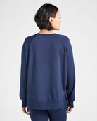 Navy $|& Interval Flex Fleece V-Neck Top - SOF Back