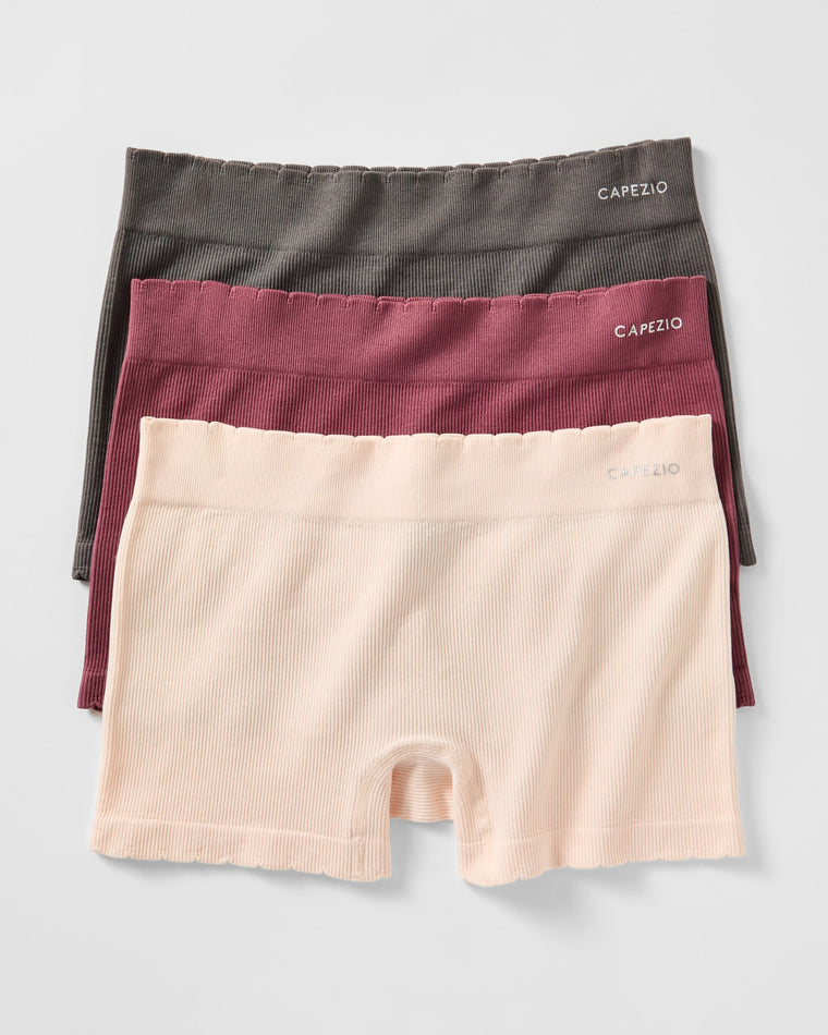 Noturne/Boulevard/Light Pink $|& Capezio Seamless Ribbed Boy Short 3 Pack - Hanger Front