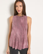 Red Wine $|& Interval Tie Dye Split Back Tank - SOF Front