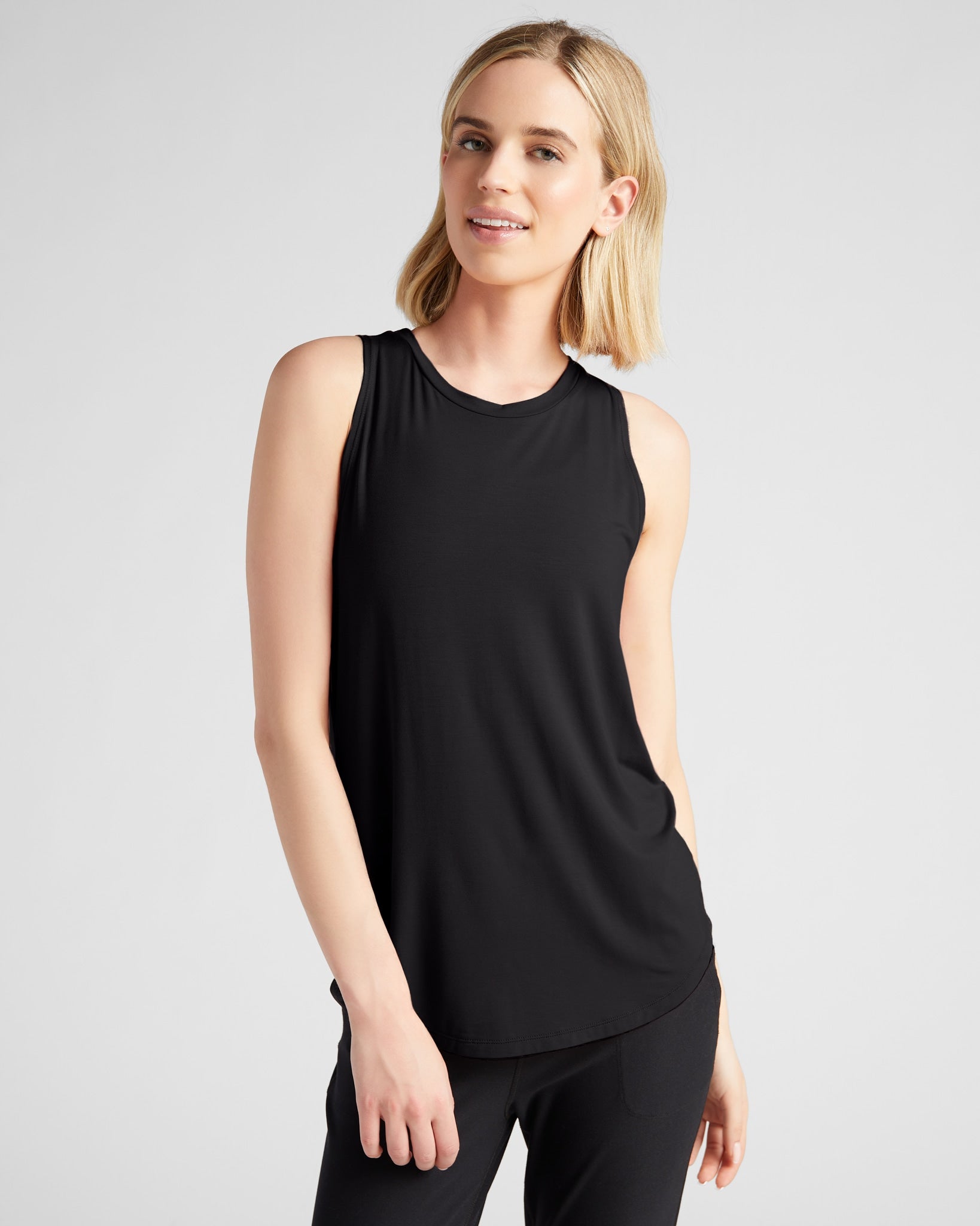 Black $|& Interval Split Back Tank - SOF Front